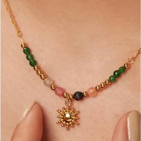 NWT natural stone Stainless steel ball pendant Necklace - Picture 4 of 16